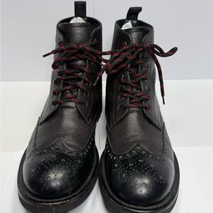 Black Leather Alexander McQueen Brogue Boots